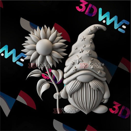 GNOME WITH SUNFLOWER 3d stl 3DWave.us