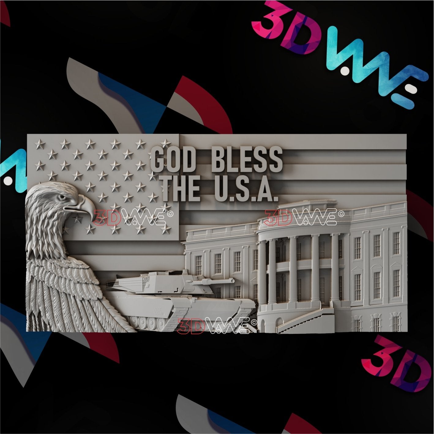 GOD BLESS AMERICA 3d stl 3DWave.us