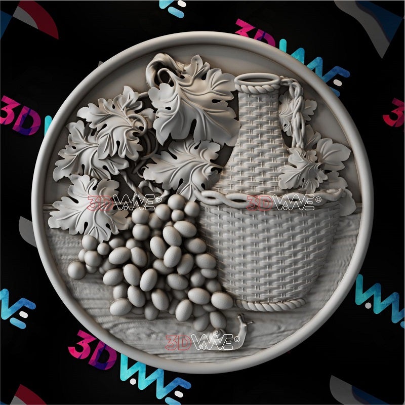 GRAPE AND WINE BOTTLE 3d stl 3DWave.us