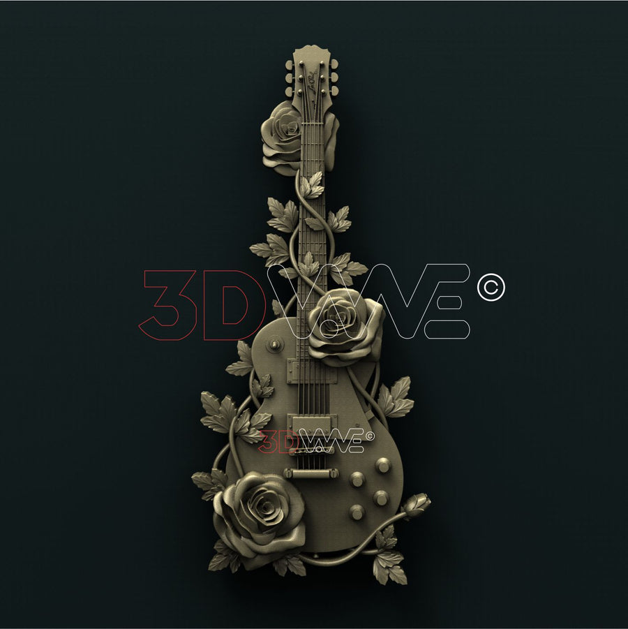 GUITAR AND ROSES 3D STL 3DWave