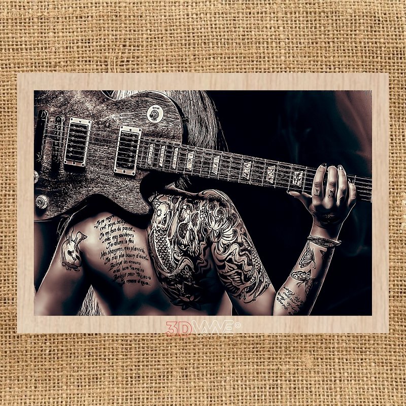 GUITAR BABY laser-ready grauscale file 3DWave.us