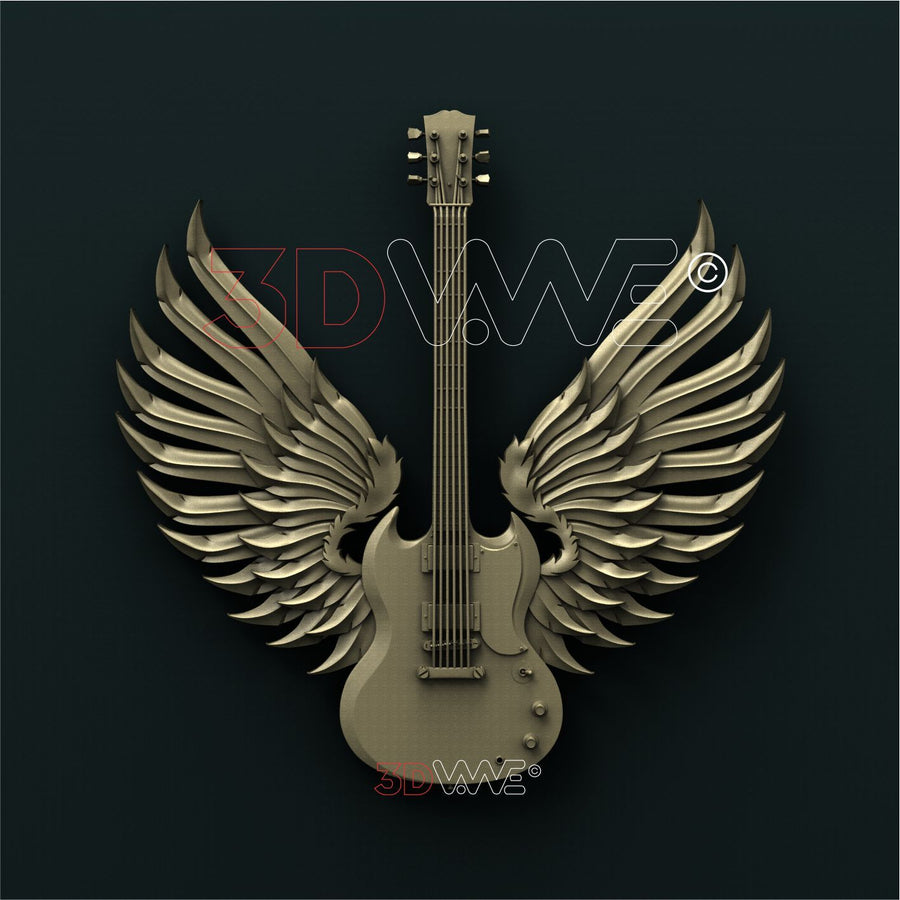 GUITAR WITH WINGS 3D STL 3DWave
