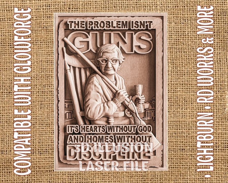 GUNS SIGN 3d illusion & laser-ready file 3DWave.us