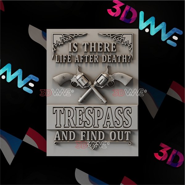 GUNS WARNING SIGN 3d stl 3DWave.us