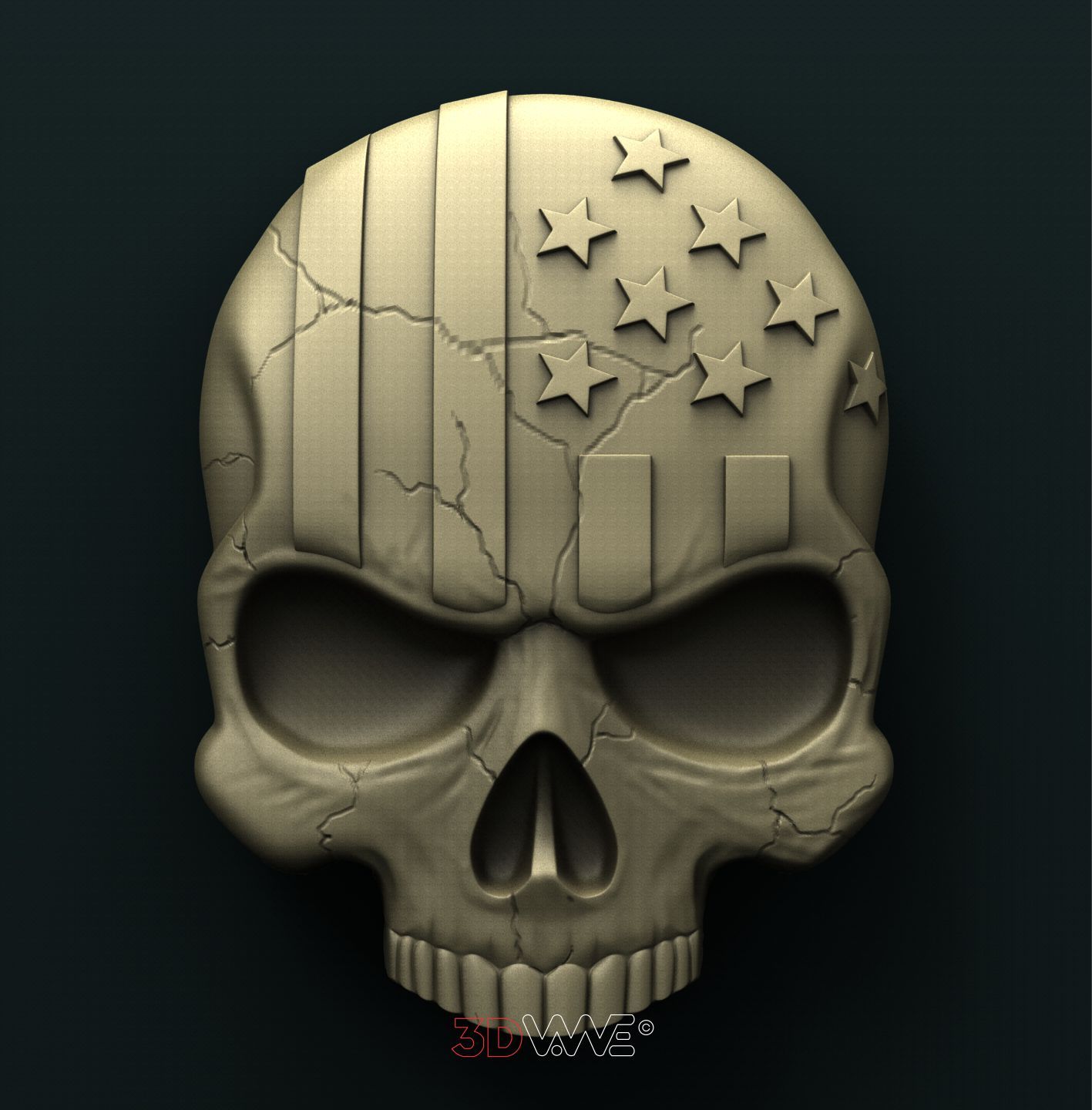 HALF AMERICAN SKULL 3D STL 3DWave