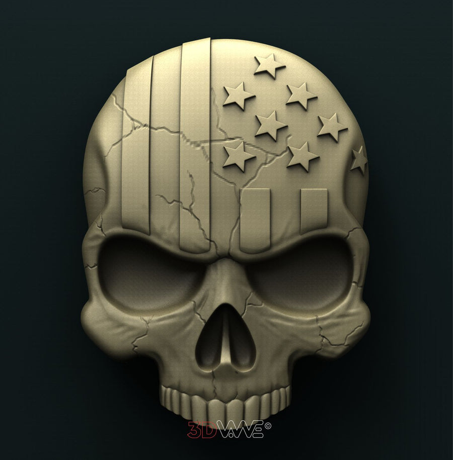 HALF AMERICAN SKULL 3D STL 3DWave