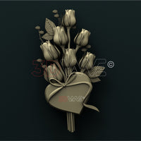 Thumbnail for HEART AND ROSES 3D STL 3DWave