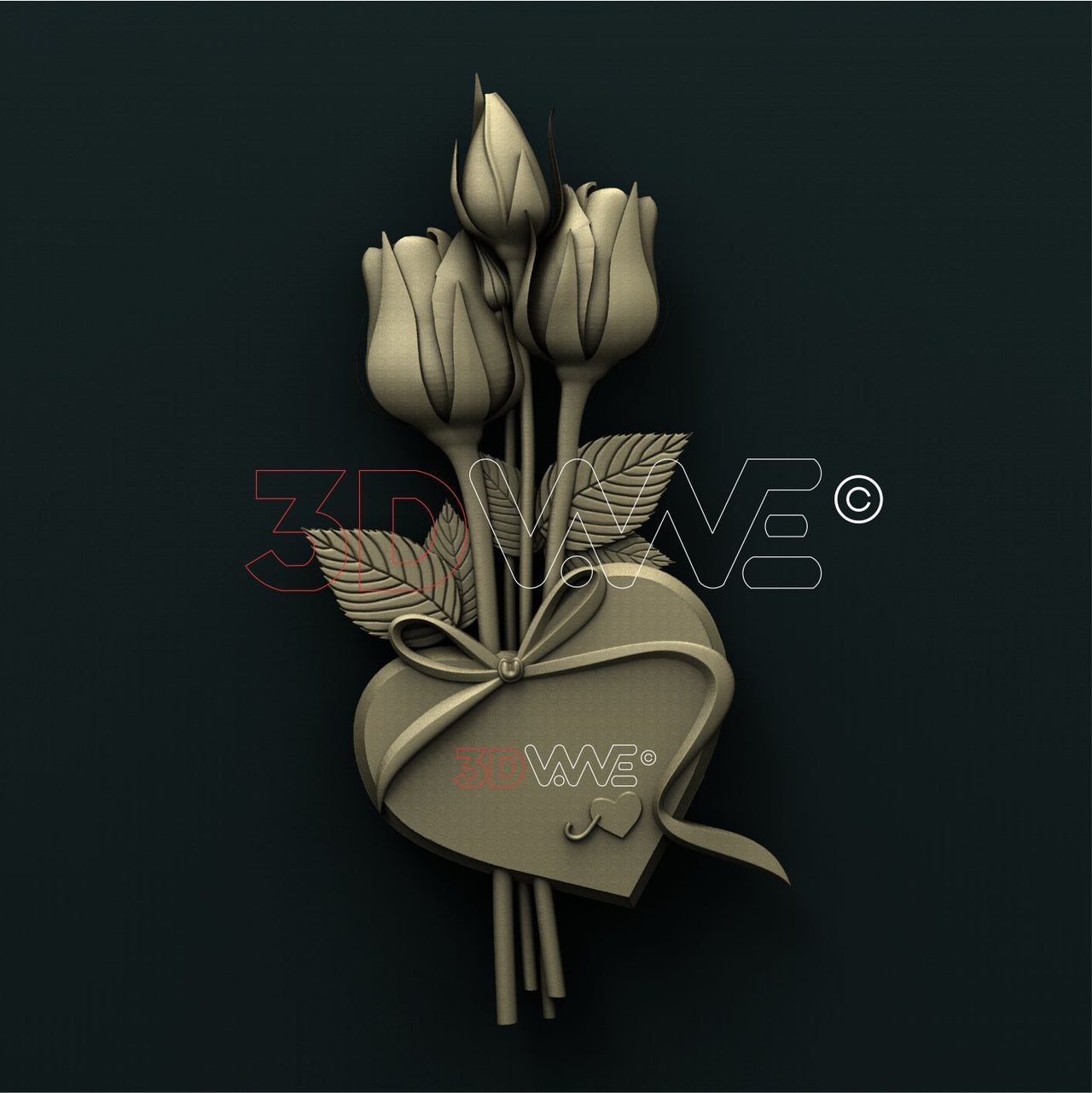 HEART AND ROSES 3D STL 3DWave
