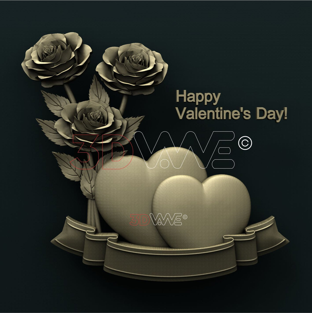 HEARTS AND FLOWERS 3D STL 3DWave
