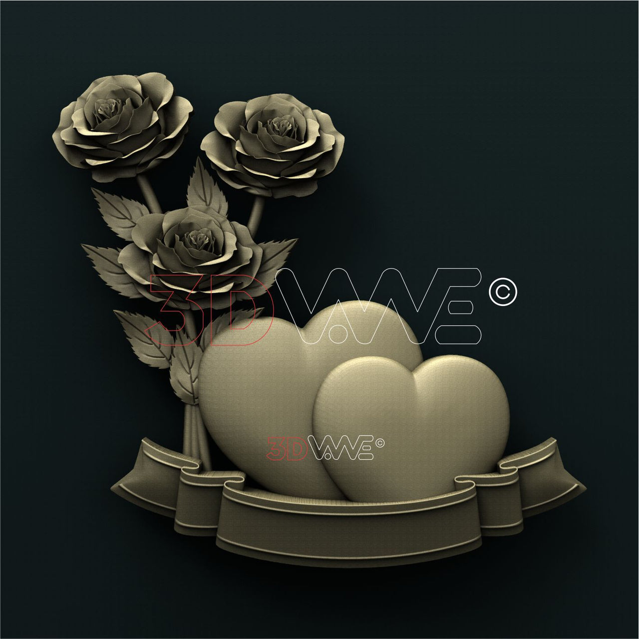 HEARTS AND FLOWERS 3D STL 3DWave