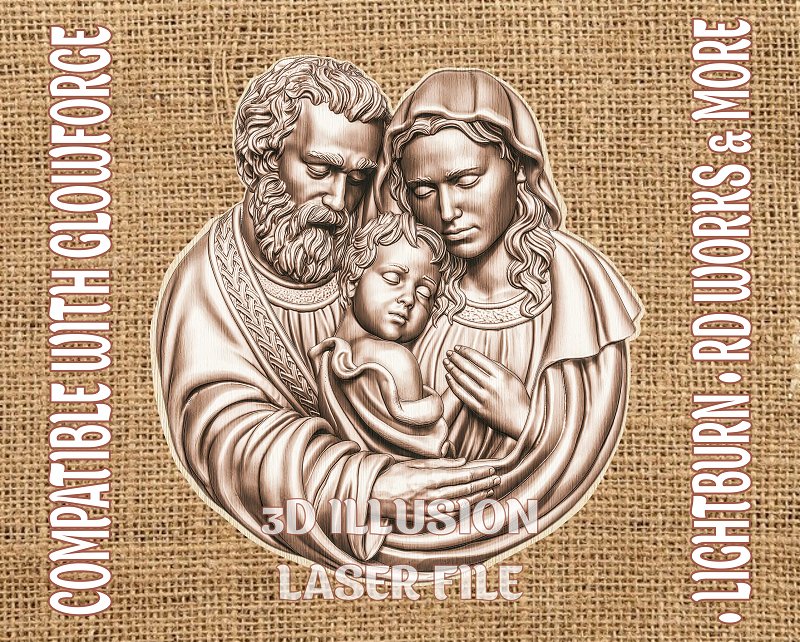 Holly family 3d illusion & laser-ready files - 3DWave.us