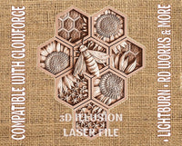 Thumbnail for HONEYCOMB BEE 3d illusion & laser-ready files 3DWave.us