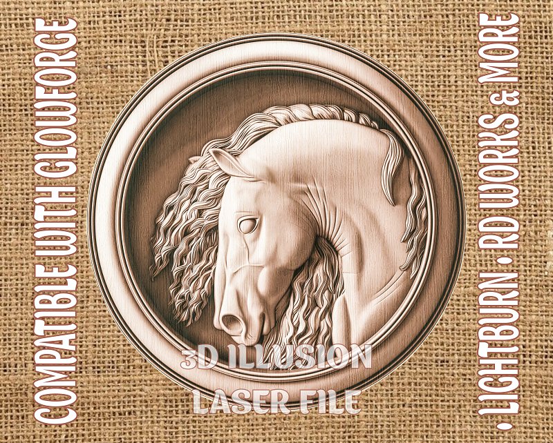 Horse 3d illusion & laser-ready files - 3DWave.us