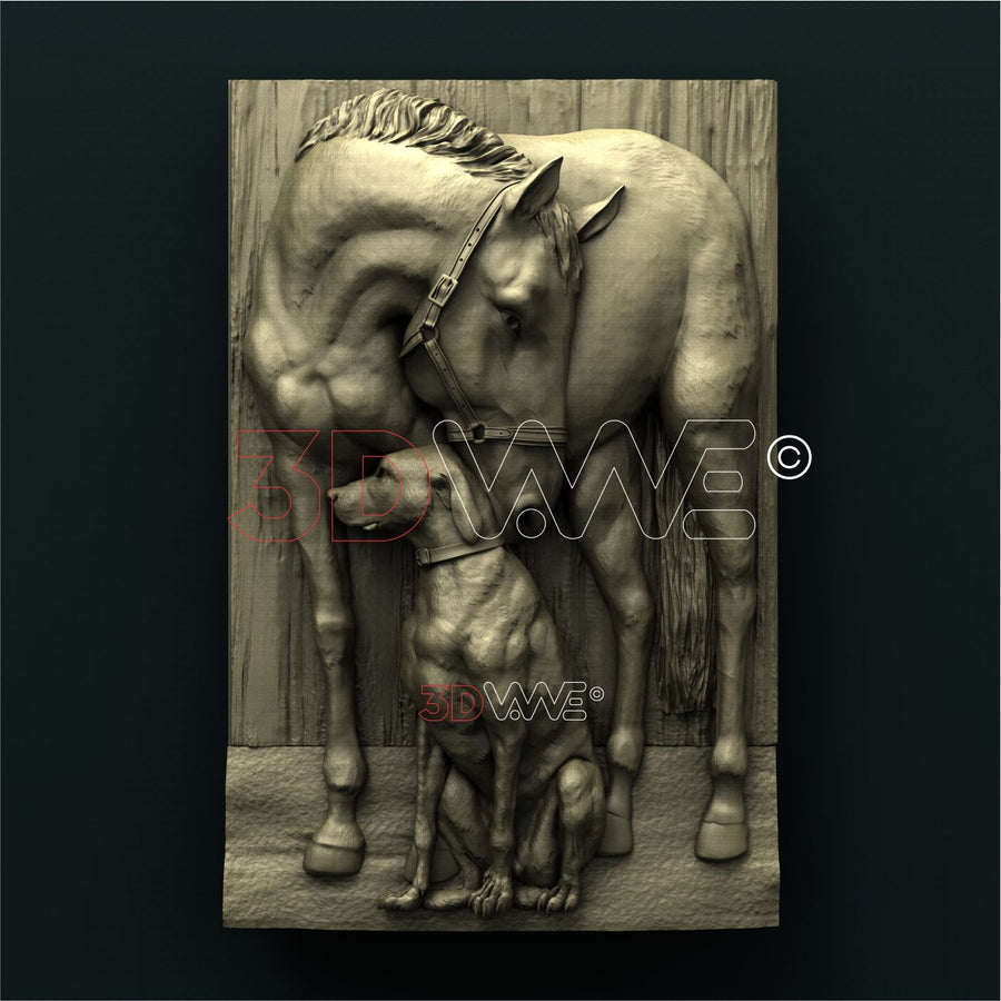 HORSE AND DOG 3D STL 3DWave