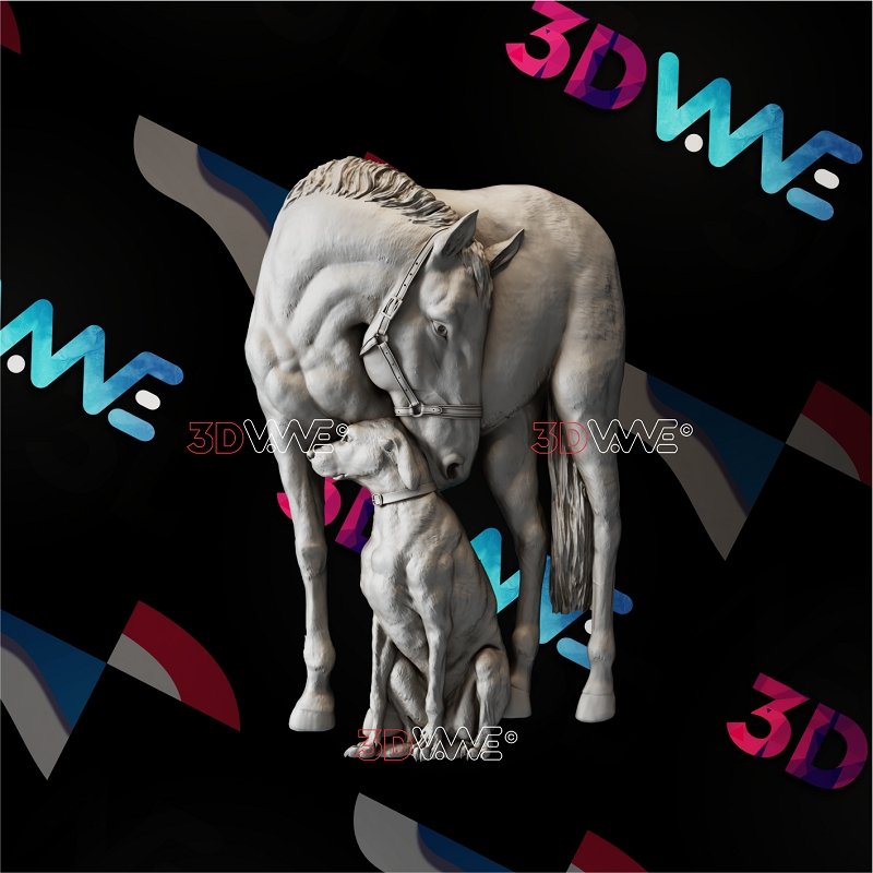 HORSE AND DOG 3d stl 3DWave.us
