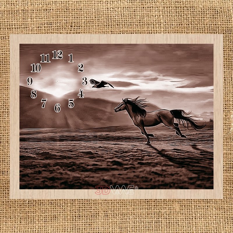 HORSE AND EAGLE CLOCK pyroprinter & laser-ready file 3DWave.us