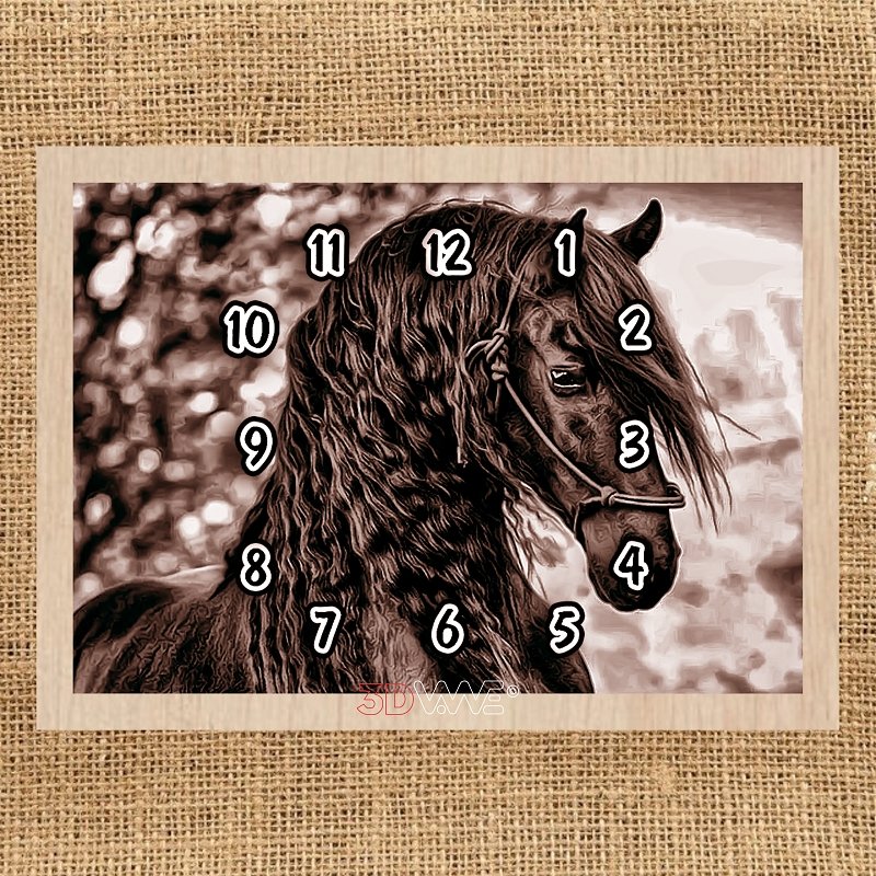 HORSE CLOCK pyroprinter & laser-ready file 3DWave.us