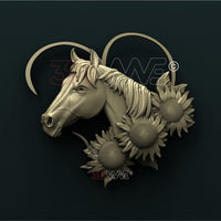Thumbnail for HORSE IN SUNFLOWERS 3D STL 3DWave
