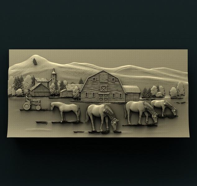 HORSES ON RANCH 3D STL 3DWave