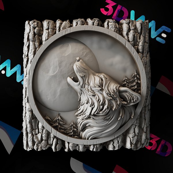 Howling wolf 3d stl - 3DWave.us