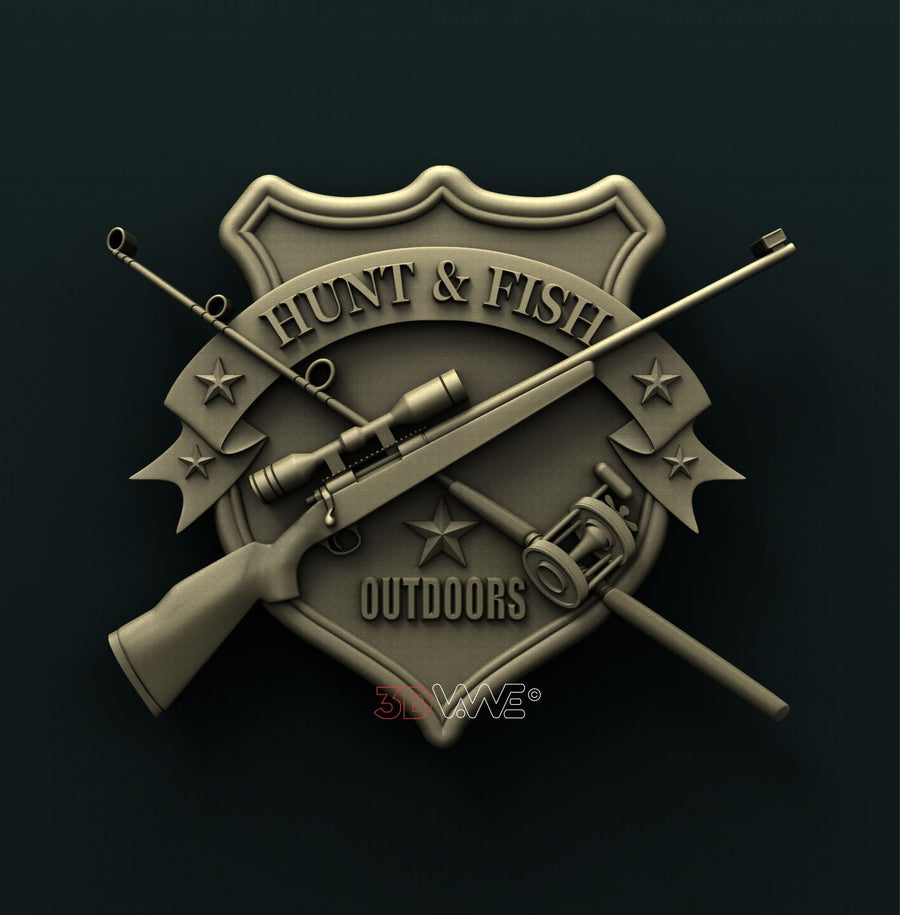 HUNT AND FISH SIGN 3D STL 3DWave