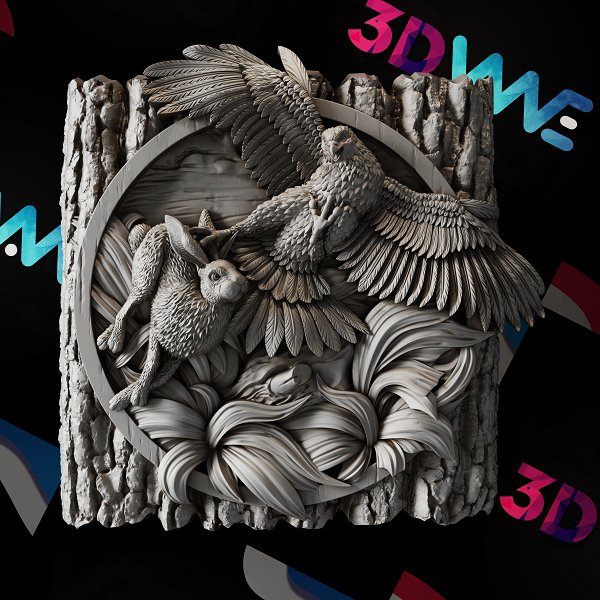 Hunting eagle 3d stl - 3DWave.us