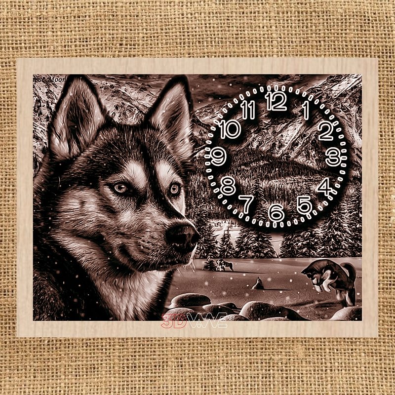 HUSKY CLOCK pyroprinter & laser-ready file 3DWave.us