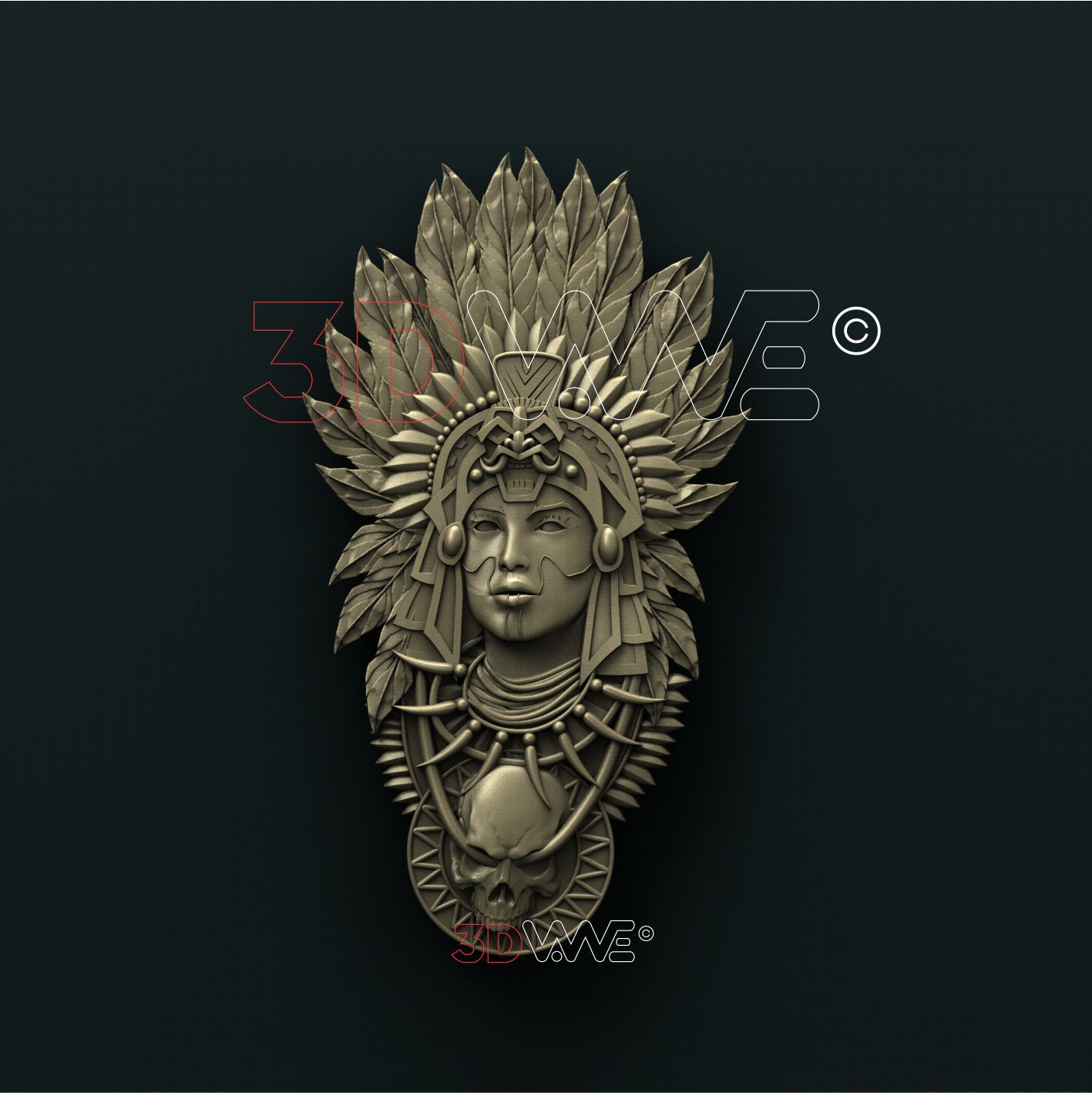 INDIAN GIRL WITH A SKULL 3DWave