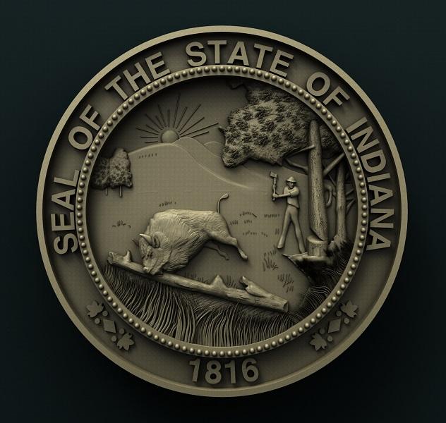 INDIANA STATE SEAL 3D STL 3DWave