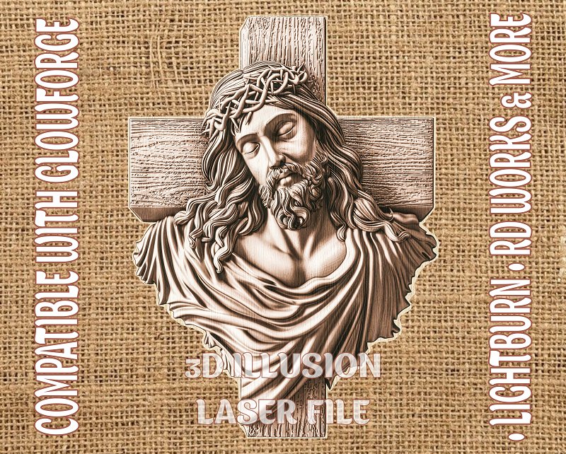 Jesus 3d illusion & laser-ready files - 3DWave.us
