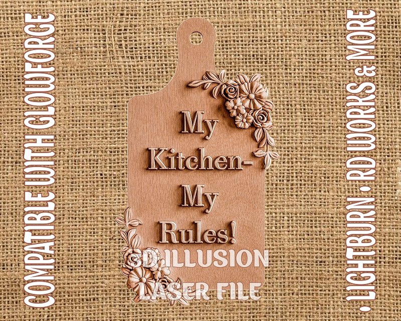 Kitchen rules 3d illusion & laser-ready file 3DWave.us