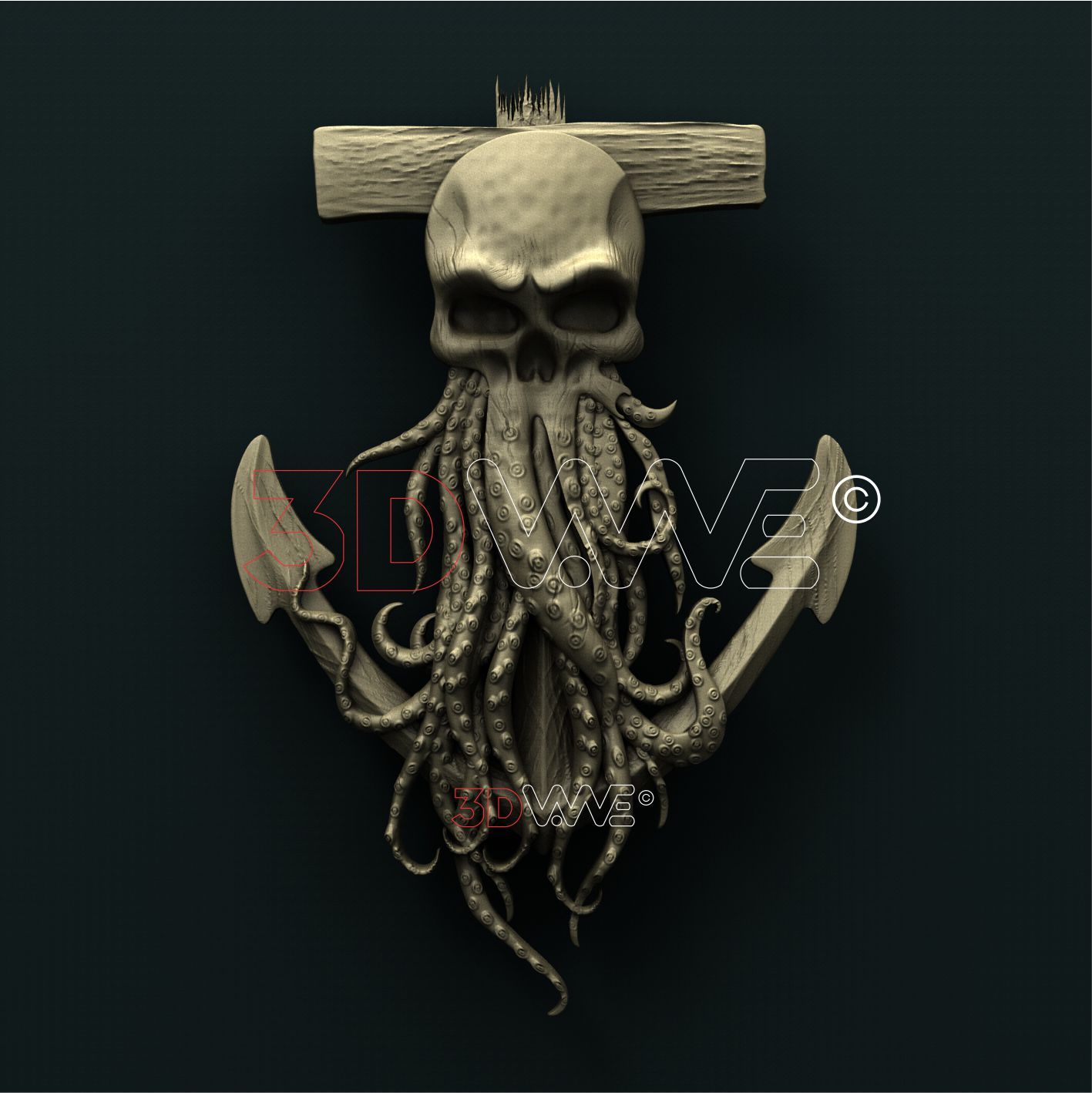 KRAKEN SKULL 3D STL 3DWave