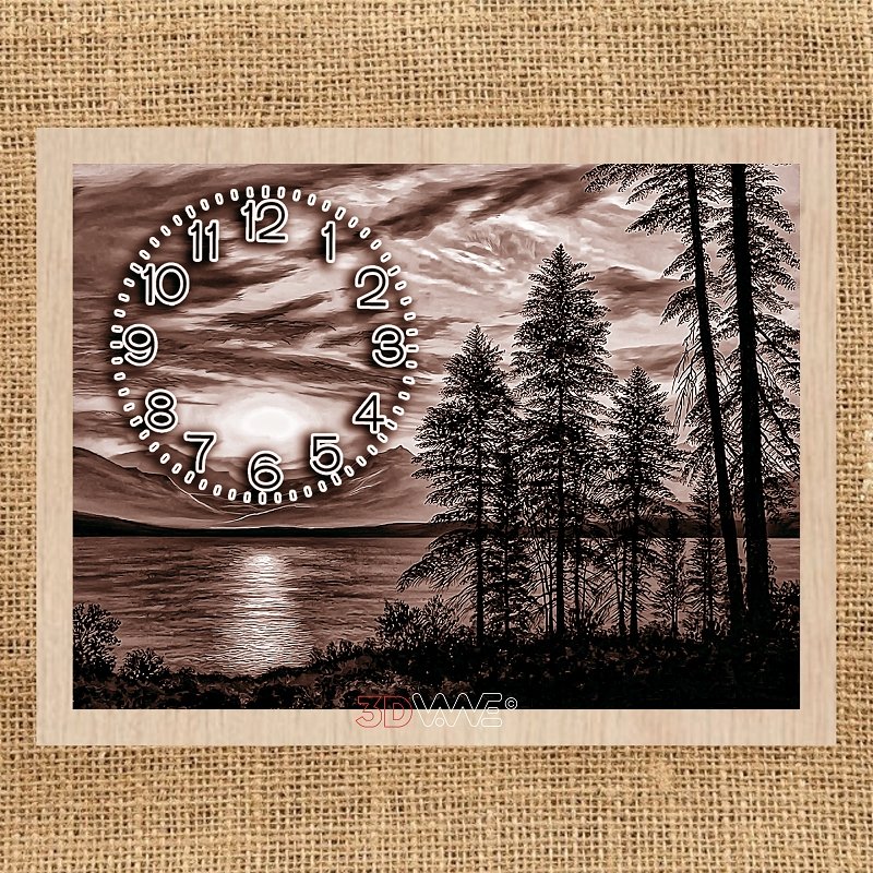 LAKE CLOCK pyroprinter & laser-ready file 3DWave.us