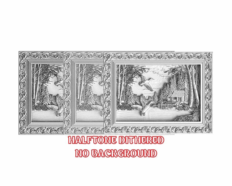 Lake house 3d illusion & laser-ready files 3DWave.us