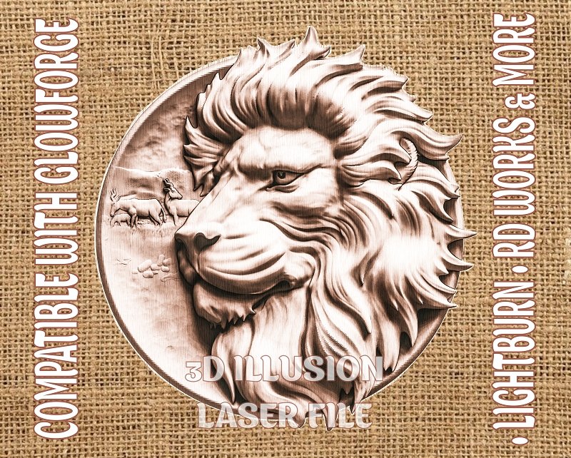 LION 3d illusion & laser-ready file 3DWave.us