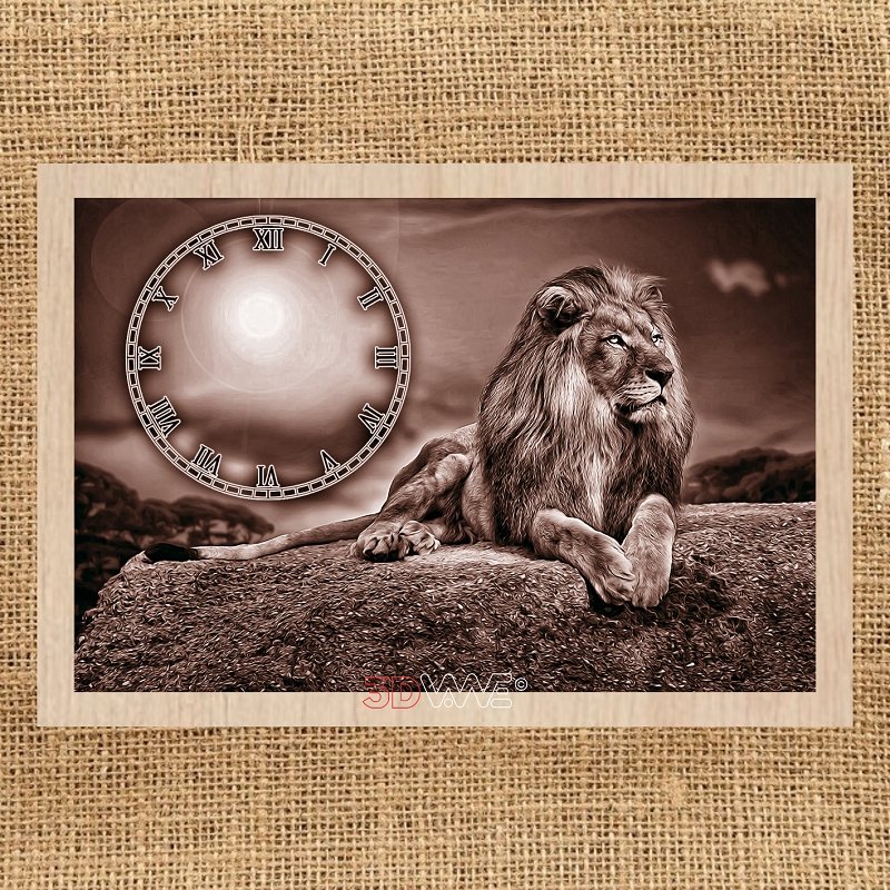 LION CLOCK pyroprinyter & laser-ready files 3DWave.us