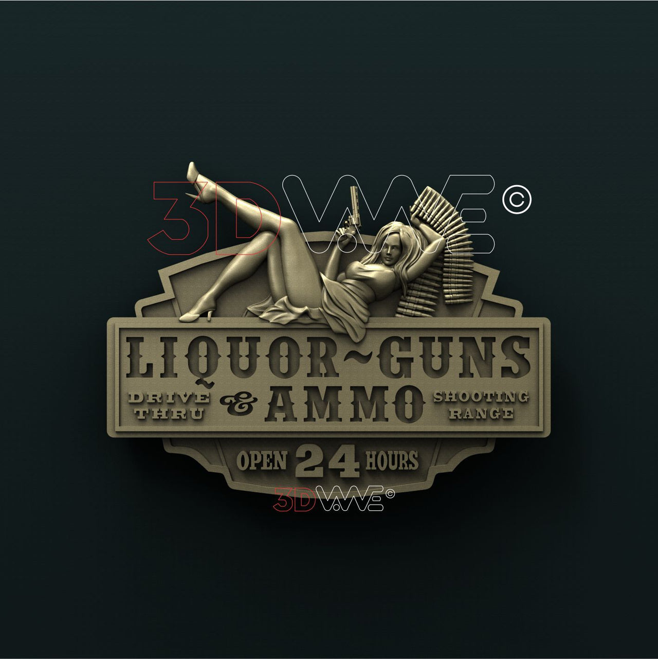 LIQUOR, GUNS AND AMMO SIGN 3d stl 3DWave