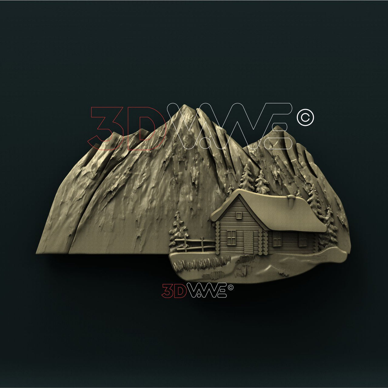 LOG CABIN IN MOUNTAINS 3D STL 3DWave