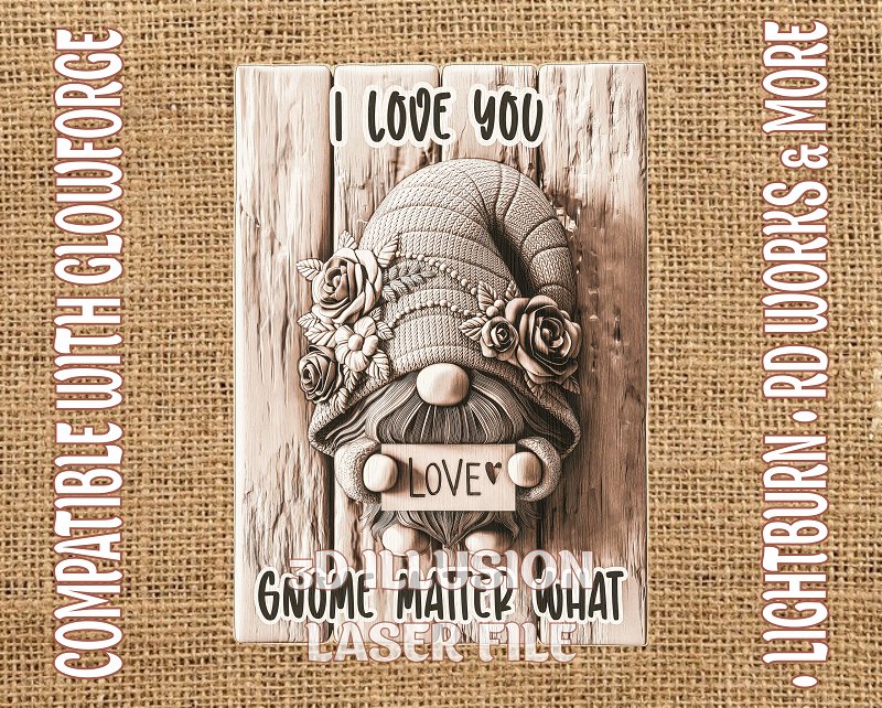 LOVE GNOME 3d illusion & laser-ready file - 3DWave.us