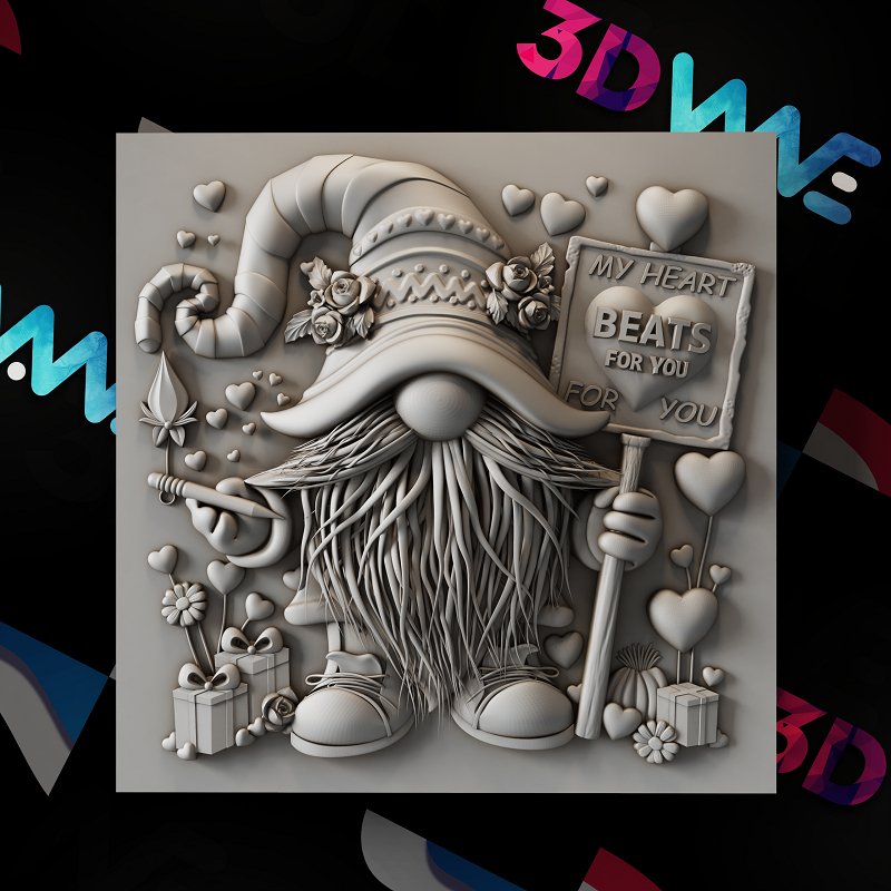 Love gnome 3d stl - 3DWave.us