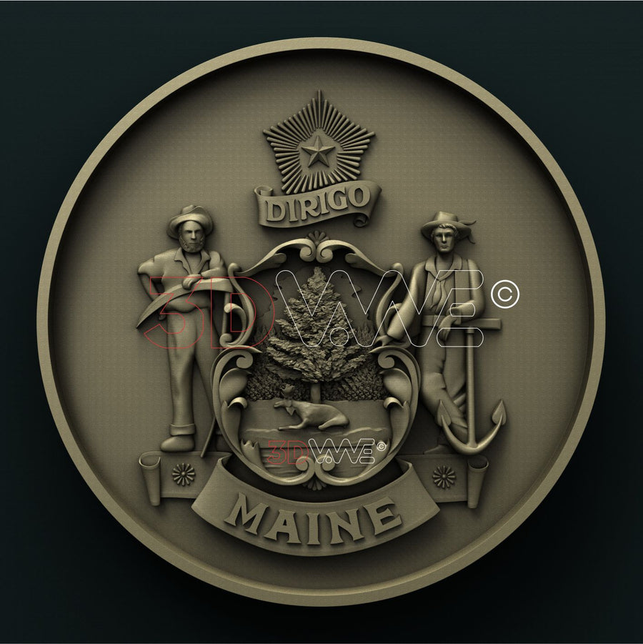 MAINE STATE SEAL 3D STL 3DWave