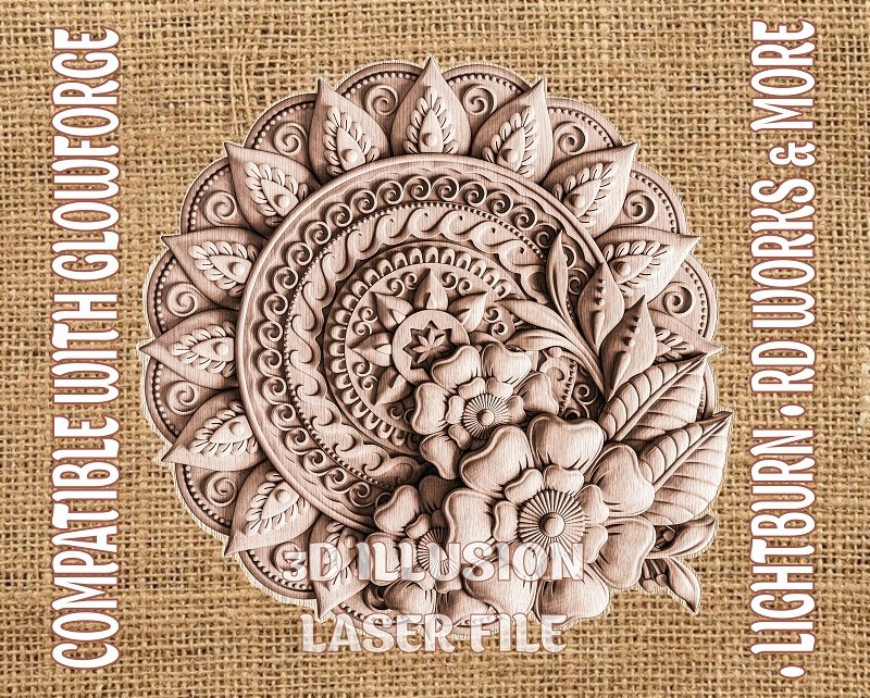 MANDALA 3d illusion & laser-ready files 3DWave.us
