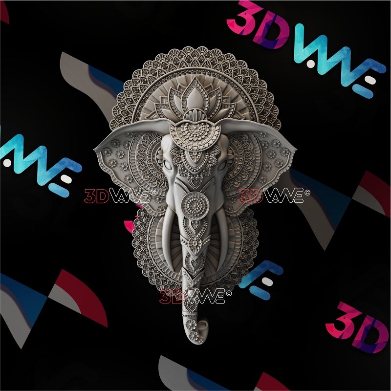 MANDALA ELEPHANT 3d stl 3DWave.us