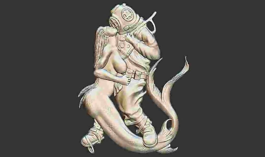 Mermaid Scuba Diver Love 3d stl BUJO122