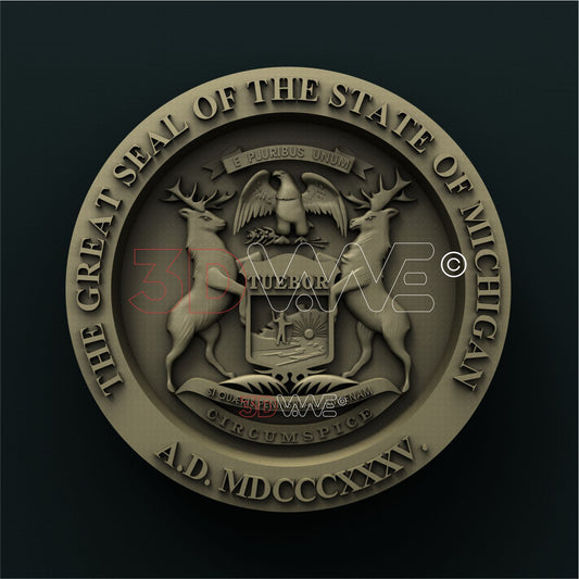 MICHIGAN STATE SEAL 3D STL 3DWave