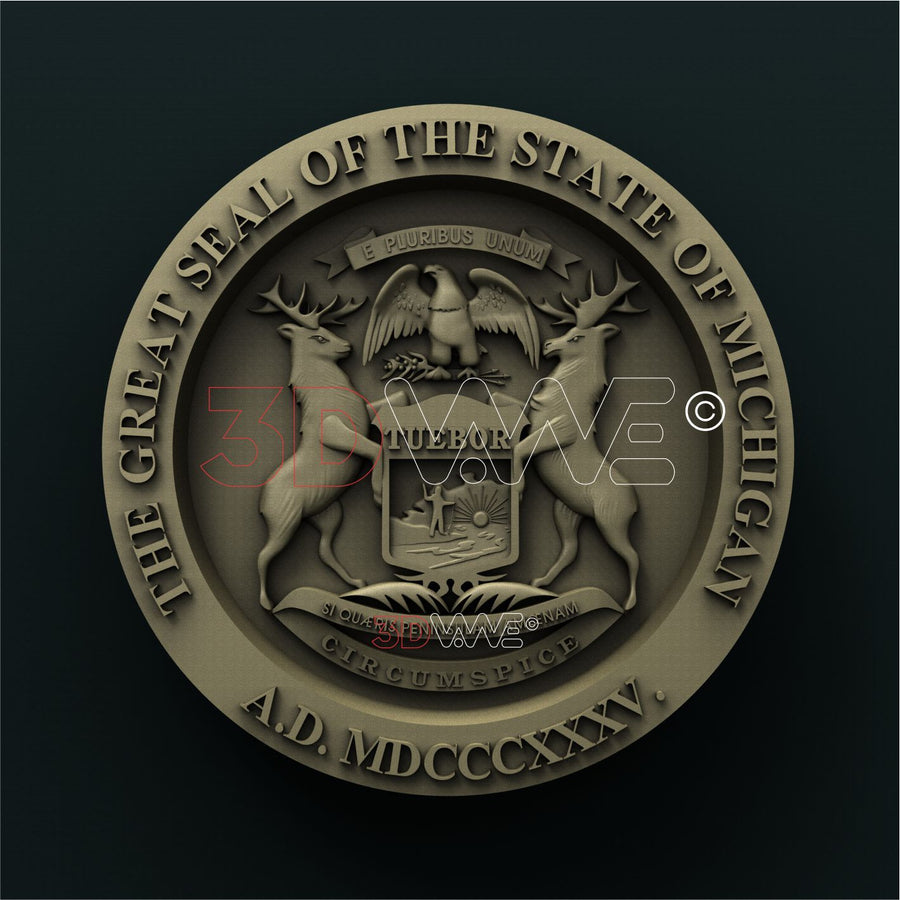 MICHIGAN STATE SEAL 3D STL 3DWave