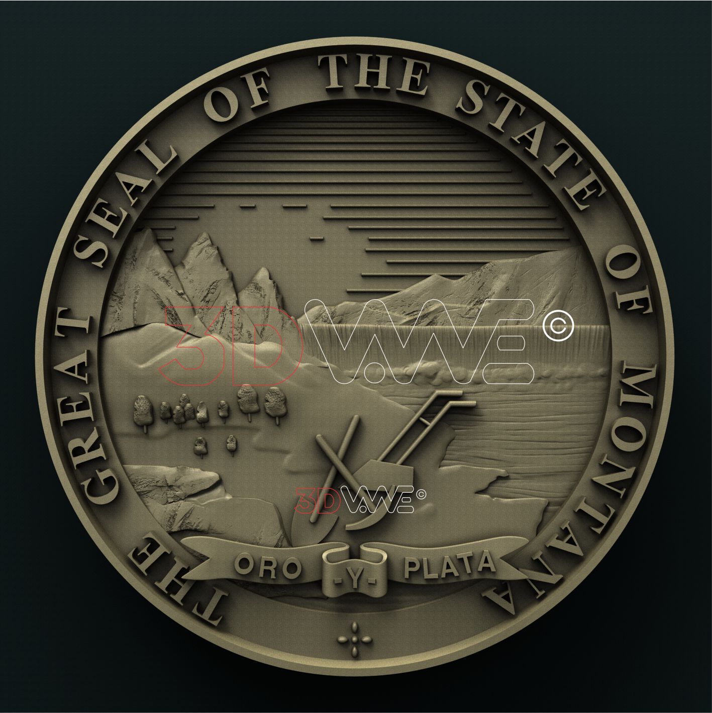 MONTANA STATE SEAL 3D STL 3DWave