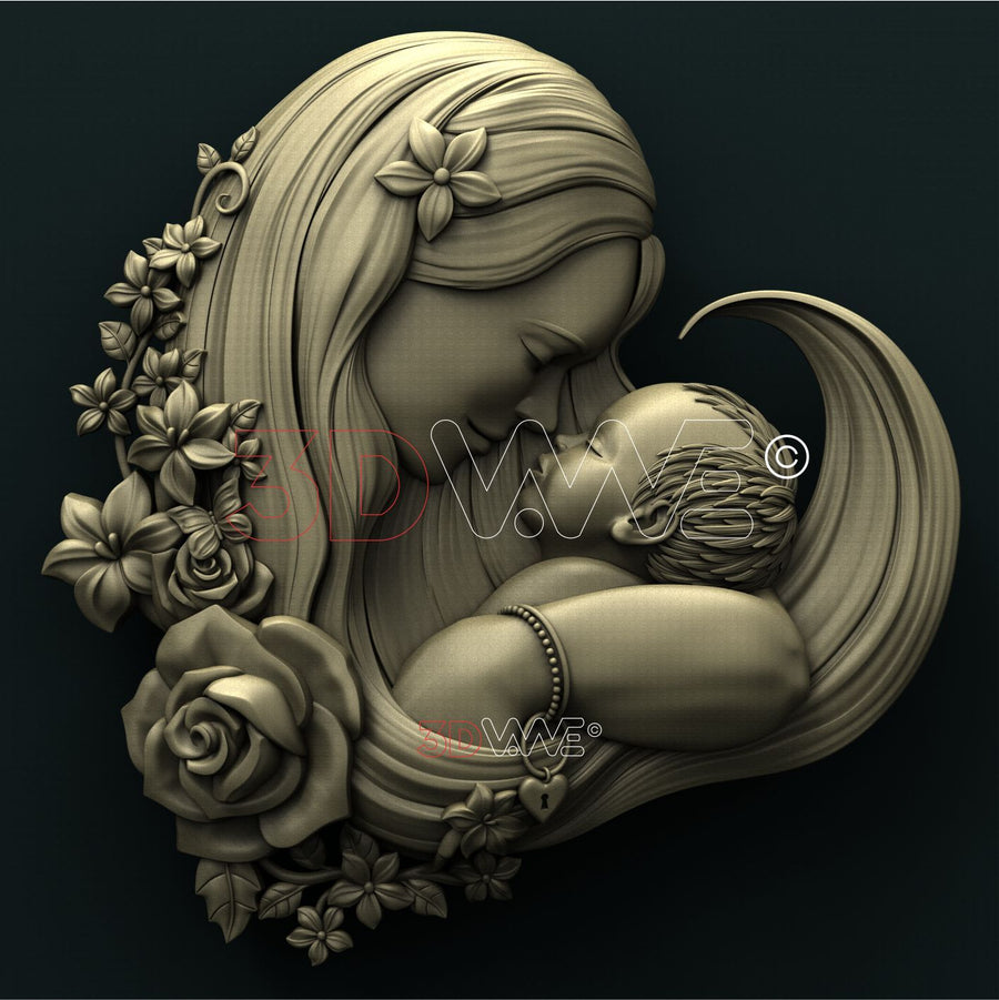 MOTHER AND CHILD 3D STL 3DWave