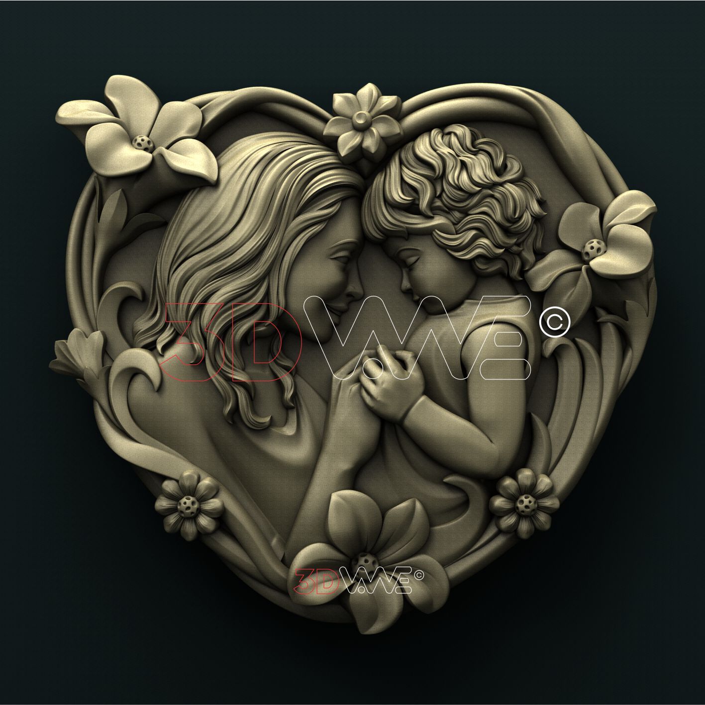 MOTHER AND CHILD 3D STL 3DWave