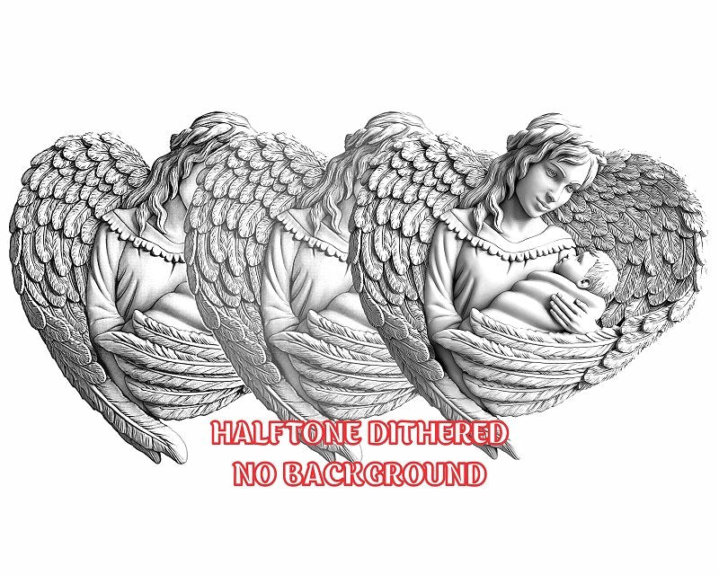 Mother Angel 3d illusion & laser-ready file 3DWave.us